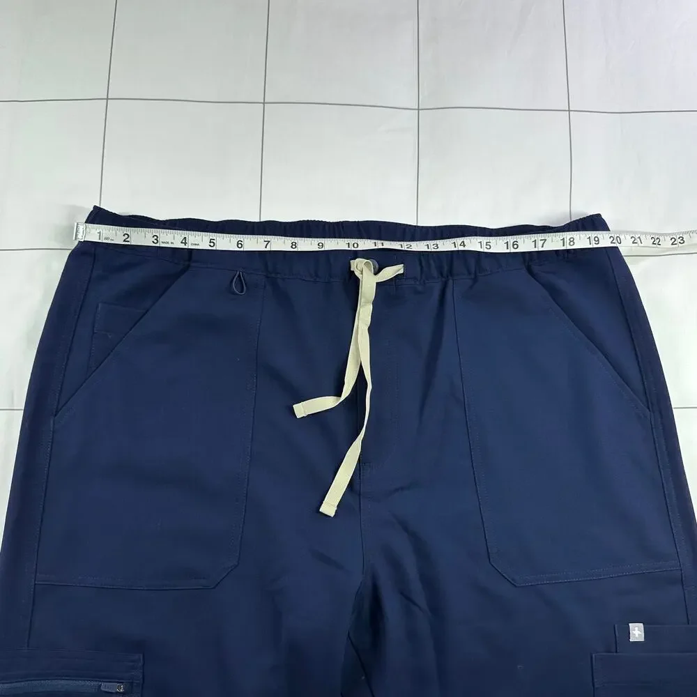 Figs Cairo Cargo Scrub Pants Mens XXL Tall Navy Blue Medical Pockets Drawstring